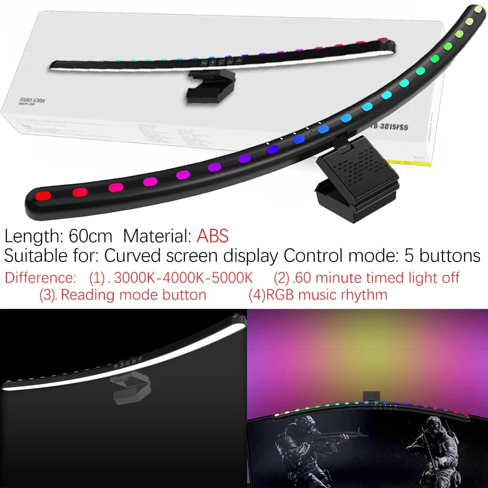 Lampka ekranowa zawieszana RGB z regulacją jasności 🌈