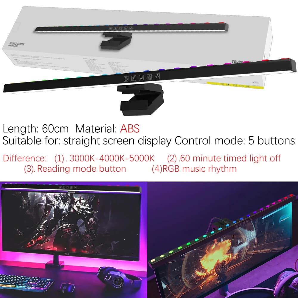 Lampka ekranowa zawieszana RGB z regulacją jasności 🌈