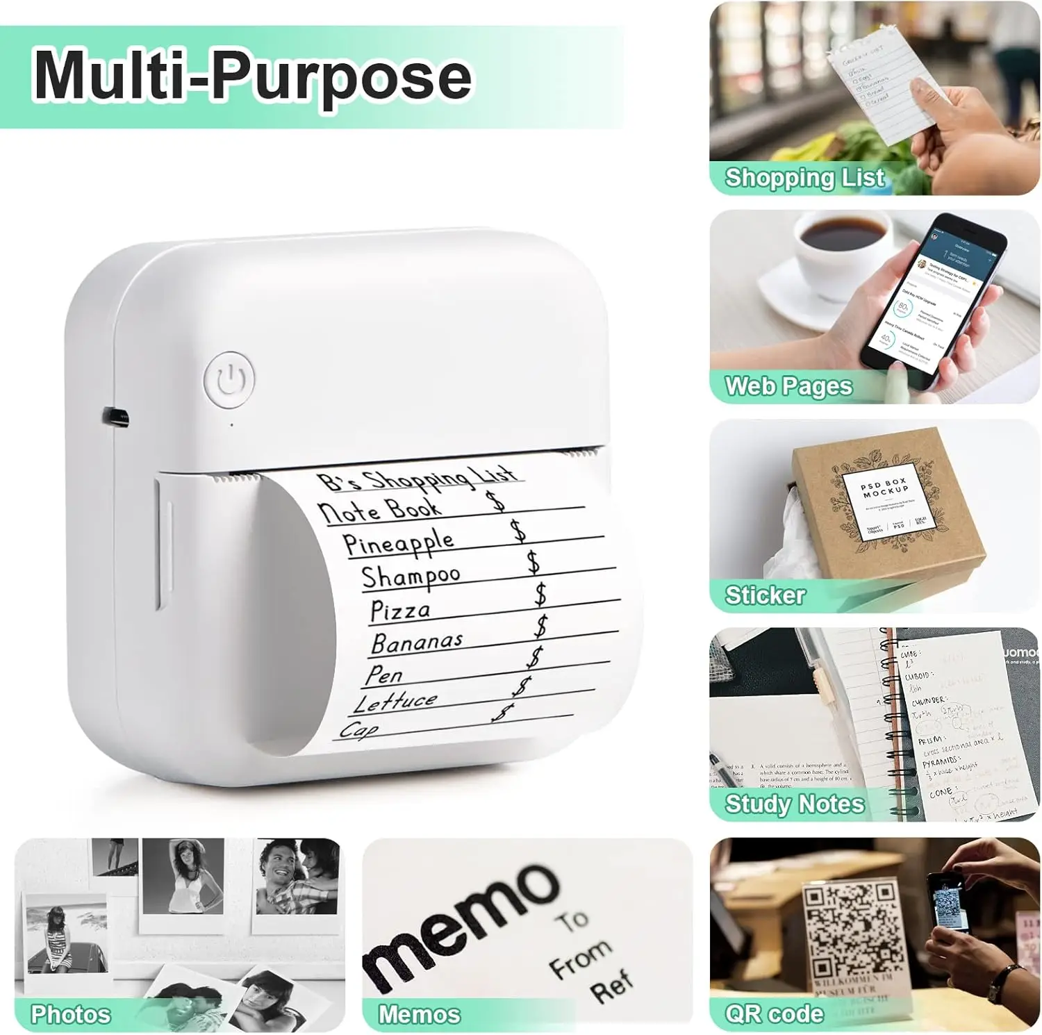 Kieszonkowa drukarka termiczna Bluetooth z 1 rolką 🖨️