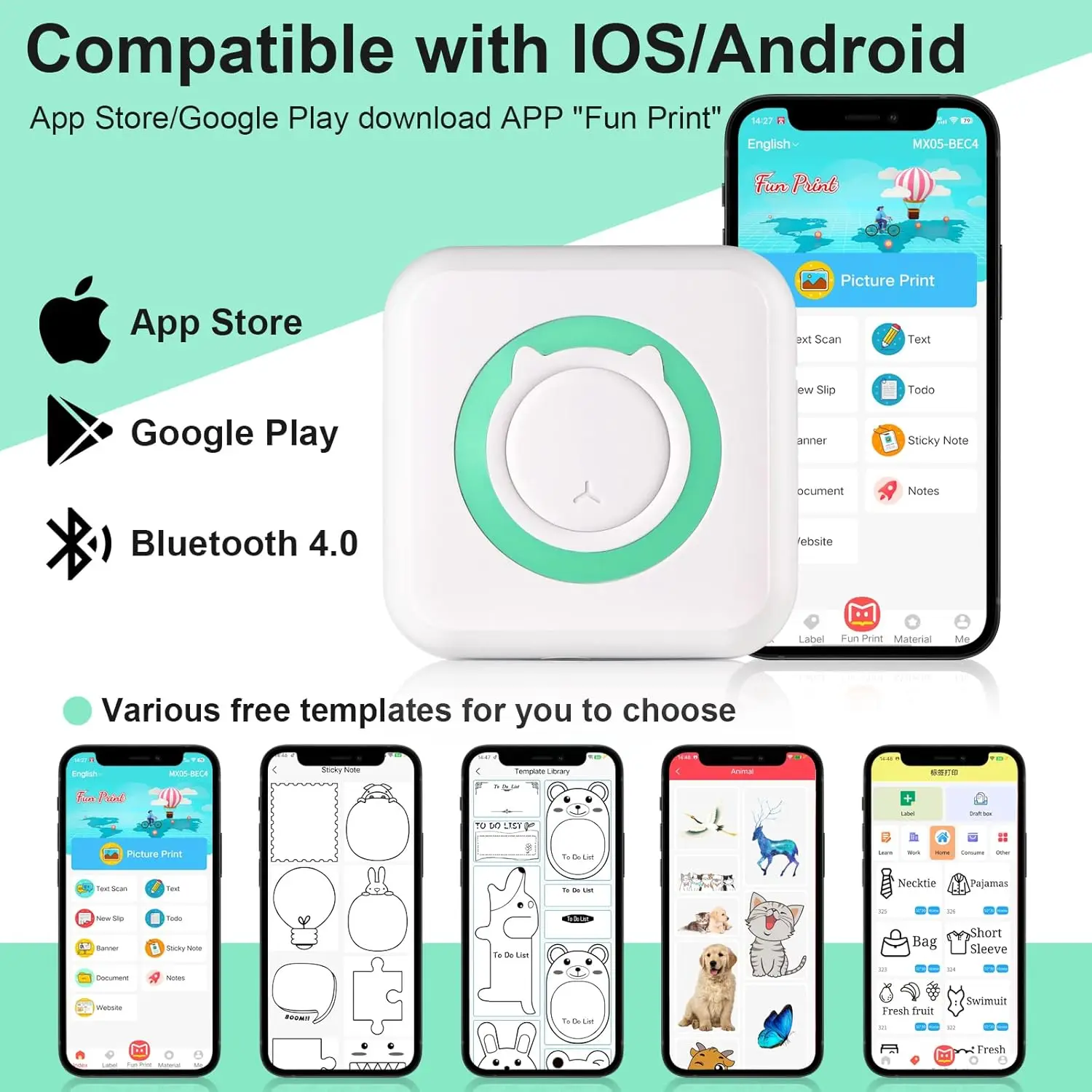 Kieszonkowa drukarka termiczna Bluetooth z 1 rolką 🖨️